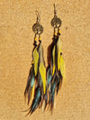 Feather Earrings • Tree of life • yellow