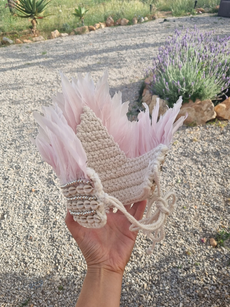 Feather Crown • pink/grey or black