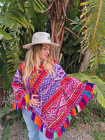 Vintage poncho with fringes