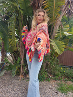 Vintage poncho with fringes