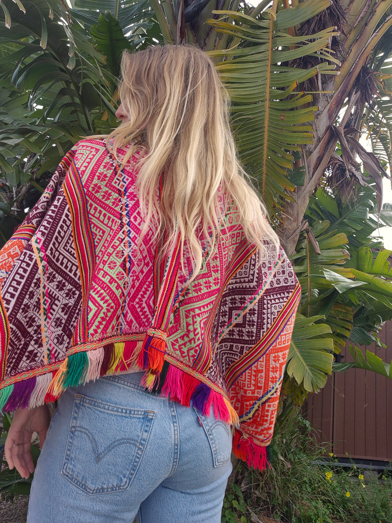 Vintage poncho with fringes