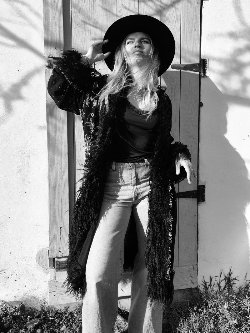 Bohemian coat • BLACK & SILVER • one size (S/M/L)