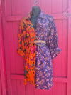 La Fairý • Cotton blockprint shirt/dress • one size • PURPLE/ORANGE