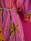 La Fairý • Cotton blockprint shirt/dress • one size • SUMMER VIBES • Pink palmtrees