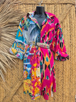 La Fairý • Cotton blockprint shirt/dress • one size • CARTAGENA x Ikat rosa