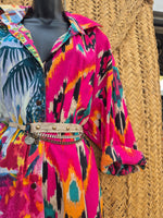 La Fairý • Cotton blockprint shirt/dress • one size • CARTAGENA x Ikat rosa