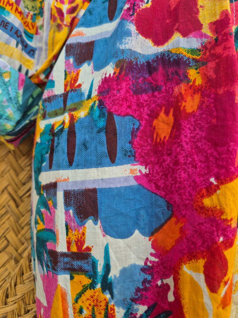 La Fairý • Cotton blockprint shirt/dress • one size • CARTAGENA x Ikat rosa
