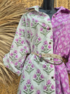 La Fairý • Cotton blockprint shirt/dress • one size • WHITE/LILA