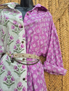 La Fairý • Cotton blockprint shirt/dress • one size • WHITE/LILA