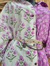 La Fairý • Cotton blockprint shirt/dress • one size • WHITE/LILA