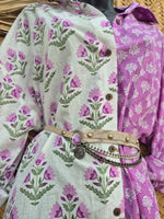 La Fairý • Cotton blockprint shirt/dress • one size • WHITE/LILA