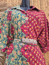 La Fairý • Cotton blockprint shirt/dress • one size • GREEN/RED