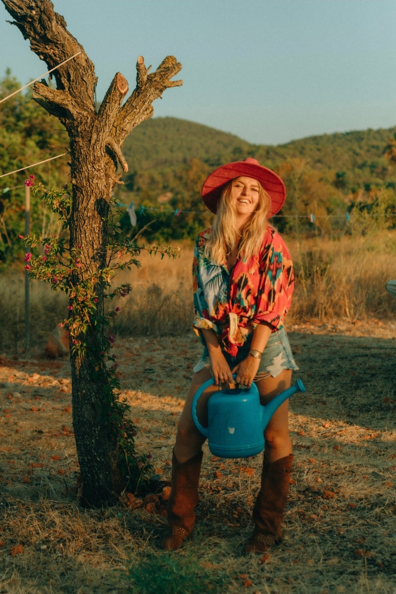 La Fairý • Cotton blockprint shirt/dress • one size • CARTAGENA x Ikat rosa