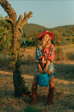 La Fairý • Cotton blockprint shirt/dress • one size • CARTAGENA x Ikat rosa