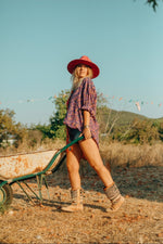 La Fairý • Cotton blockprint shirt/dress • one size • PURPLE/ORANGE