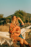 La Fairý • Cotton blockprint shirt/dress • one size • Orange/Blue