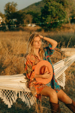 La Fairý • Cotton blockprint shirt/dress • one size • Orange/Blue