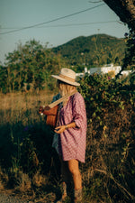 La Fairý • Cotton blockprint shirt/dress • one size • WHITE/LILA